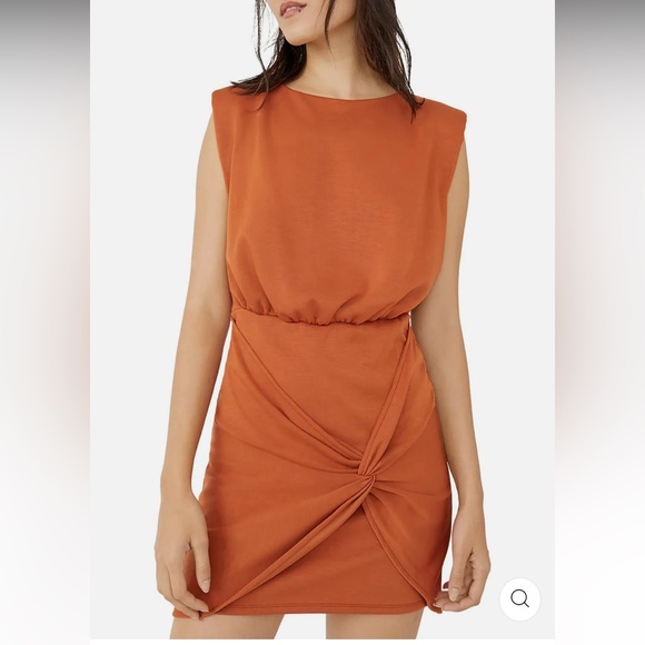 Free People Dresses & Skirts - NWT Free People Runaway Womens Knit Wrap Mini Dress Brandy/Orange Size L